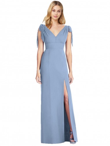 Bow-Shoulder Sleeveless Deep V-Back Mermaid Bridesmaid Dress Glasgow