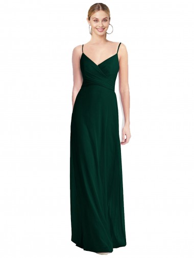 Wide V-Neck Long Spaghetti Strap Chiffon Bridesmaid Dress Glasgow