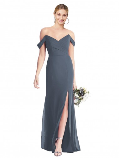 Off the Shoulder Criss Cross Bodice Trumpet Chiffon Bridesmaid Dress Glasgow