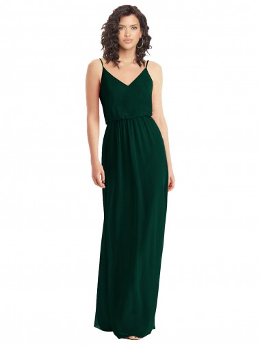 V-Neck Blouson Bodice Chiffon Maxi Bridesmaid Dress Glasgow