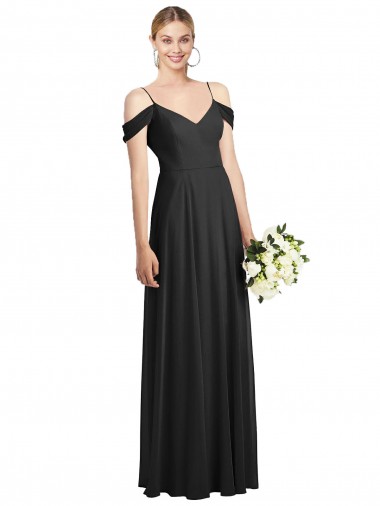 Cold-Shoulder V-Back Chiffon Maxi Bridesmaid Dress Glasgow