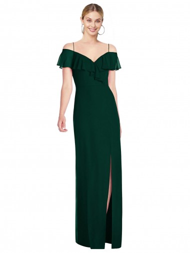 Ruffled Cold-Shoulder Maxi Chiffon Bridesmaid Dress Glasgow