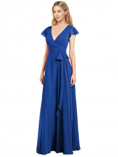 Flutter Sleeves Faux Wrap Chiffon Bridesmaid Dress Glasgow