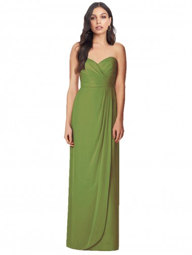 Side Front Slit Draped Strapless Chiffon Bridesmaid Dress Glasgow