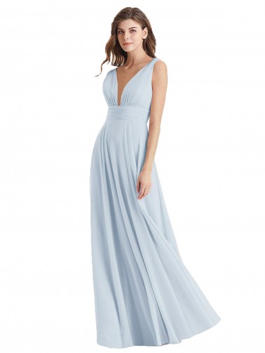 Plunge Deep V-Neckline Low Back Chiffon Bridesmaid Ress Glasgow
