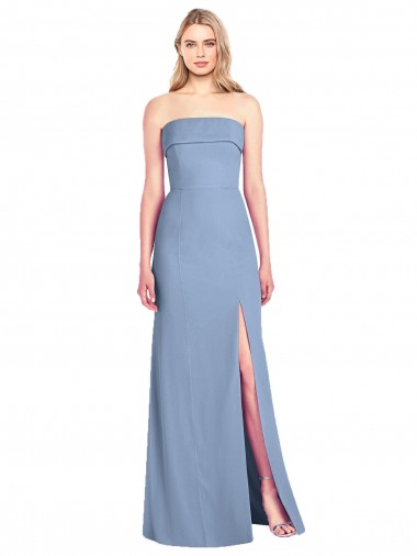 Trumpet Full Length Strapless Chiffon Bridesmaid Dress with Slit Glasgow