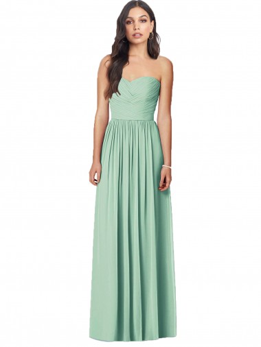 Draped Sweetheart Strapless Long Chiffon Bridesmaid Dress Glasgow