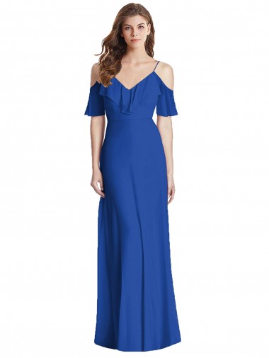 Ruffled Cold-Shoulder Chiffon Maxi Bridesmaid Dress Glasgow