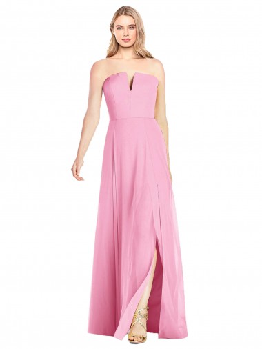 Strapless Notch Chiffon Maxi Bridesmaid Dress Glasgow