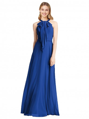 Plunging V-Back Long Full Length Chiffon Bridesmaid Dress Glasgow