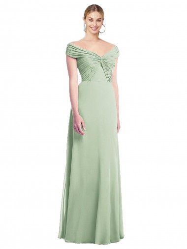 Draped Off the Shoulder Lux Chiffon Bridesmaid Dress Glasgow