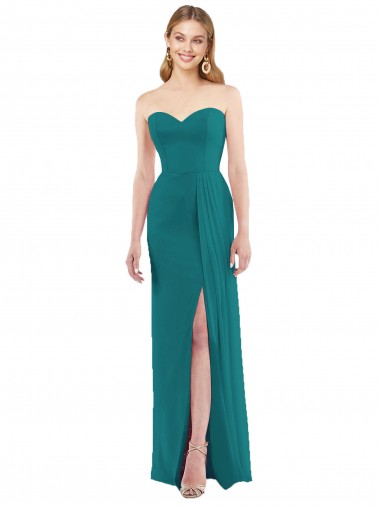 Sweetheart Neckline Lux Chiffon Bridesmaid Dress with Side Slit Glasgow