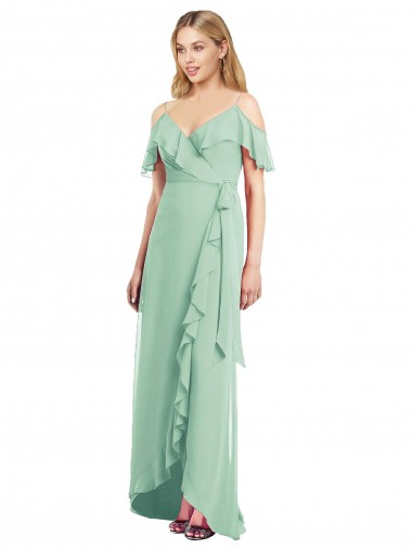 High Low Off the Shoulder Wrap Chiffon Bridesmaid Dress  Glasgow
