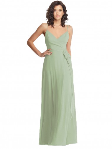 V-Neck Low Back Maxi Formal Wrap Chiffon Bridesmaid Dress Glasgow