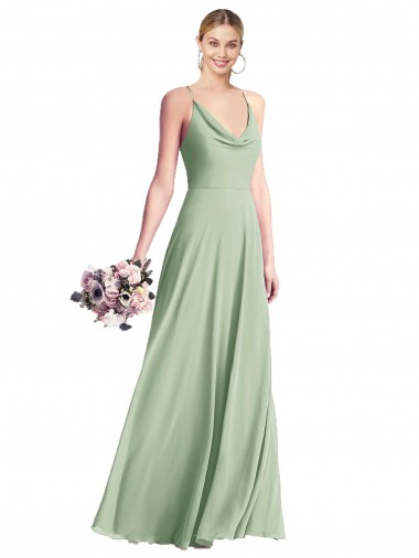 Cowl Neck Criss Cross Back Chiffon Maxi Bridesmaid Dress Glasgow