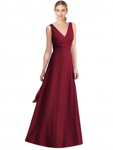 Sleeveless V-Neck Chiffon Wrap Bridesmaid Dress Glasgow
