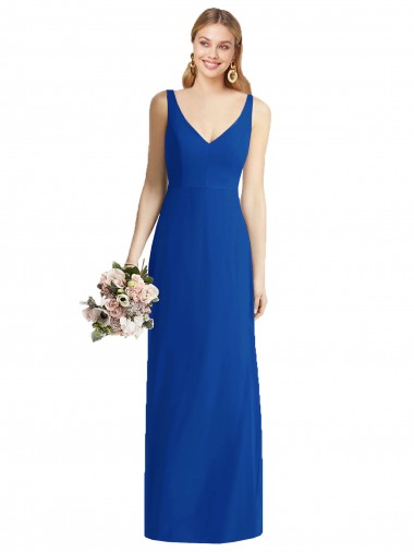 Sleeveless V-Back Long Trumpet Chiffon Bridesmaid Dress Glasgow