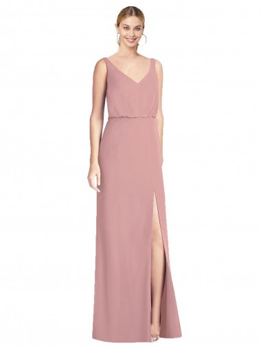 Blouson Bodice Chiffon Bridesmaid Dress with Front Slit Glasgow