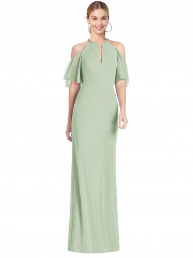 Ruffle Cold-Shoulder Mermaid Chiffon Maxi Bridesmaid Dress Glasgow