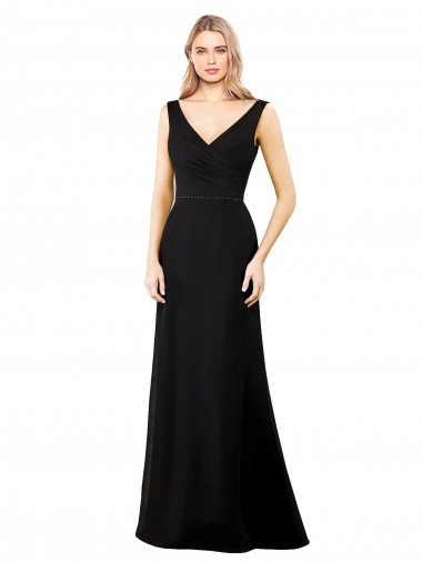 V-Neckline Chiffon Bridesmaid Dress / Prom Dress with Draped Bodice Glasgow