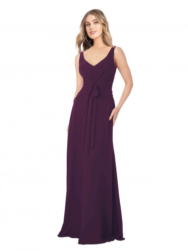Long Chiffon Bridesmaid Dress with Front Bow Glasgow