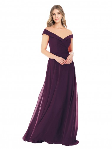 Classic Off the Shoulder Draped Chiffon Bridesmaid Dress Glasgow