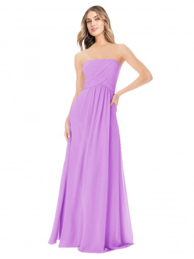 Draped Strapless Floor Length Chiffon Bridesmaid Dress Glasgow