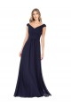 Off the Shoulder Classic Chiffon Bridesmaid Dress with Draped Bodice