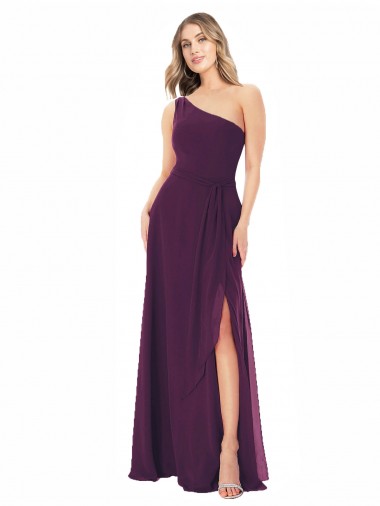 One Shoulder Chiffon Bridesmaid Dress with Tie Belt Glasgow