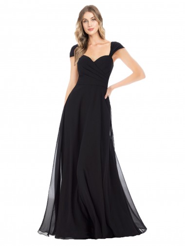 Sweetheart Cap Sleeves Chiffon Bridesmaid Dress Glasgow