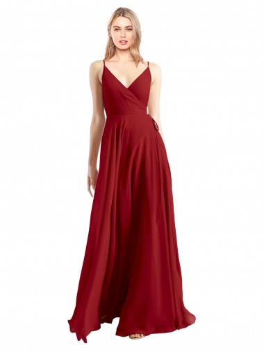 A-Line Spaghetti Straps V-Neckline Chiffon Bridesmaid Dress Open Back Glasgow