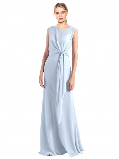 Illusion Boat Neck Long Full Length Chiffon Bridesmaid Dress with Keyhole Back Glasgow
