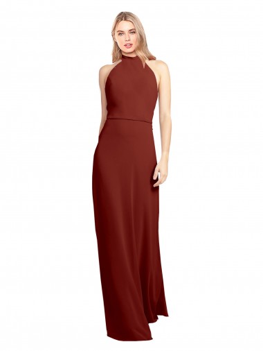 Slim High Neck Halter Fitted Open Back Chiffon Bridesmaid Dress / Prom Dress Glasgow