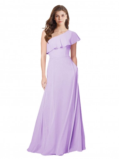 Draped One Shoulder Long Chiffon Bridesmaid Dress  Glasgow