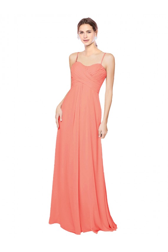 Empire Waist Spaghetti Straps Sweetheart Chiffon Bridesmaid Dress