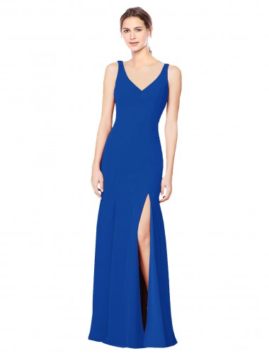 Low Back Sleeveless Chiffon Bridesmaid Dress with Side Slit Glasgow