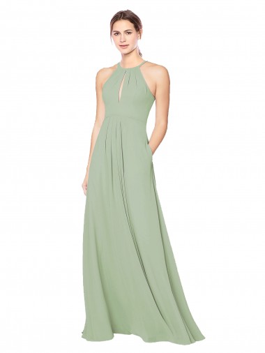 High Halter Neck Keyhole Chiffon Bridesmaid Dress Glasgow
