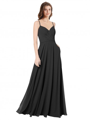 Cowl Back Spaghetti Straps Long Chiffon Bridesmaid Dress  Glasgow