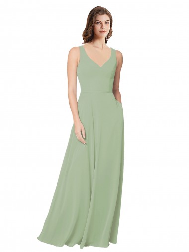 A-Line Open Back Chiffon Bridesmaid Dress with Pockets Glasgow