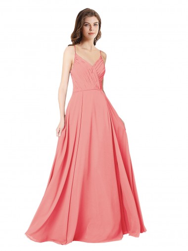 Crossover Bodice Long Chiffon Bridesmaid Dress with Double Back Straps Glasgow