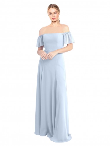 Off the Shoulder Flutter Sleeves Long Chiffon Bridesmaid Dress Glasgow