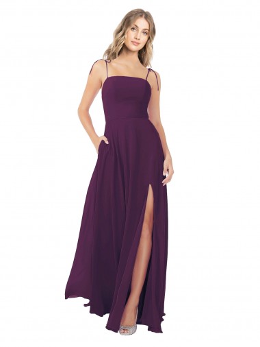 Chiffon Bridesmaid Dress with Front Slit and Keyhole Back Glasgow