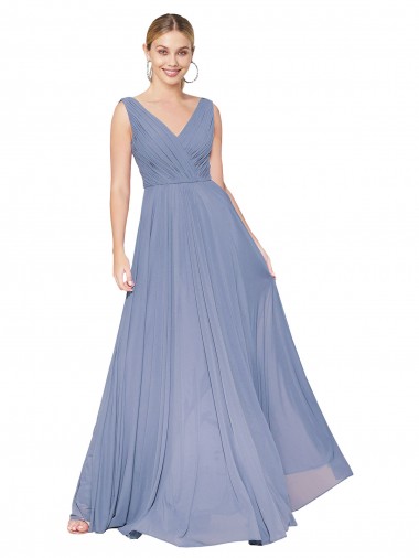 Floor Length High Neck V-Back Chiffon Bridesmaid Dress / Formal Prom Dress Glasgow