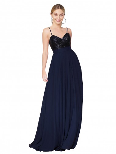 Sweetheart High Neck Sequin Top Long Chiffon Bridesmaid Dress / Prom Dress Glasgow