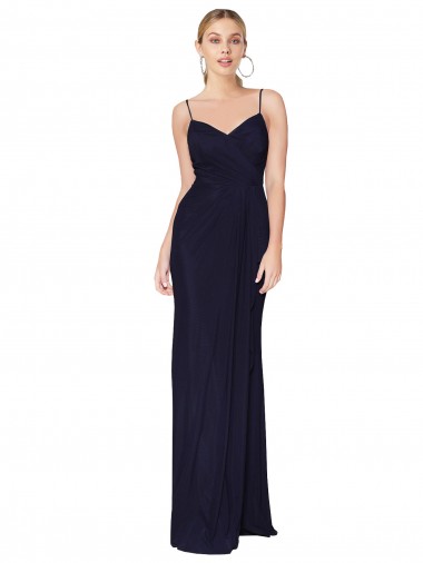 Draped Spaghetti Straps Long Chiffon Mermaid Bridesmaid Dress / Formal Prom Dress Glasgow
