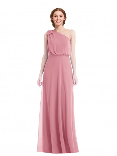 One Shoulder Bow Blouson Bodice Maxi Bridesmaid Dress Glasgow