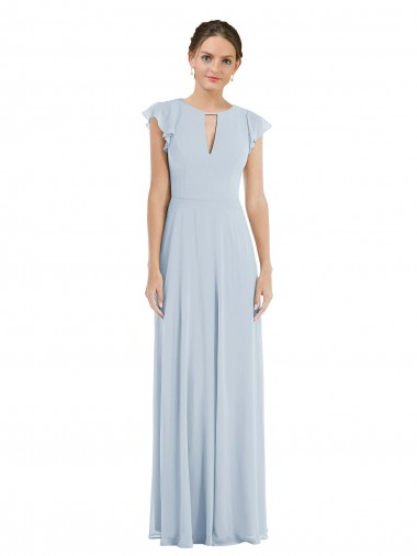 Flutter Sleeve V Keyhole Chiffon Maxi Formal Bridesmaid Dress Glasgow