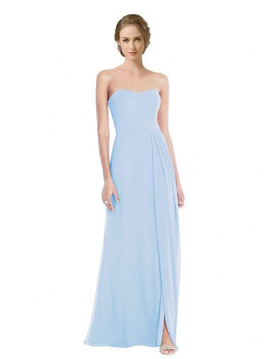 Strapless Sweetheart Maxi Bridesmaid Dress with Pleated Front Slit Glasgow