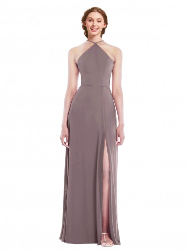 Diamond Halter Maxi Formal Bridesmaid Dress with Front Slit Glasgow