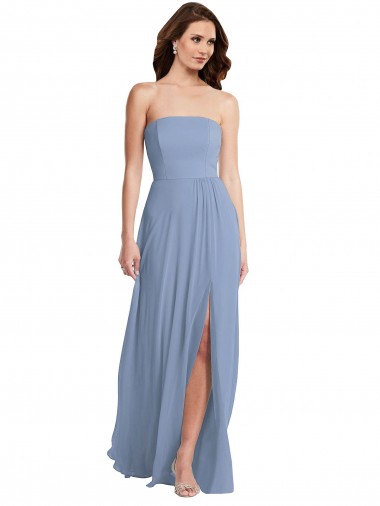 Strapless A-Line Maxi Bridesmaid Dress with Front Slit Glasgow